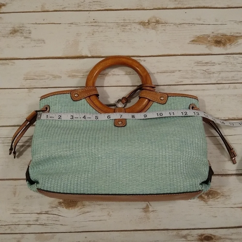 Fossil Woven Rattan Soft Seafoam Green Satchel Bag - Picture 6 of 16